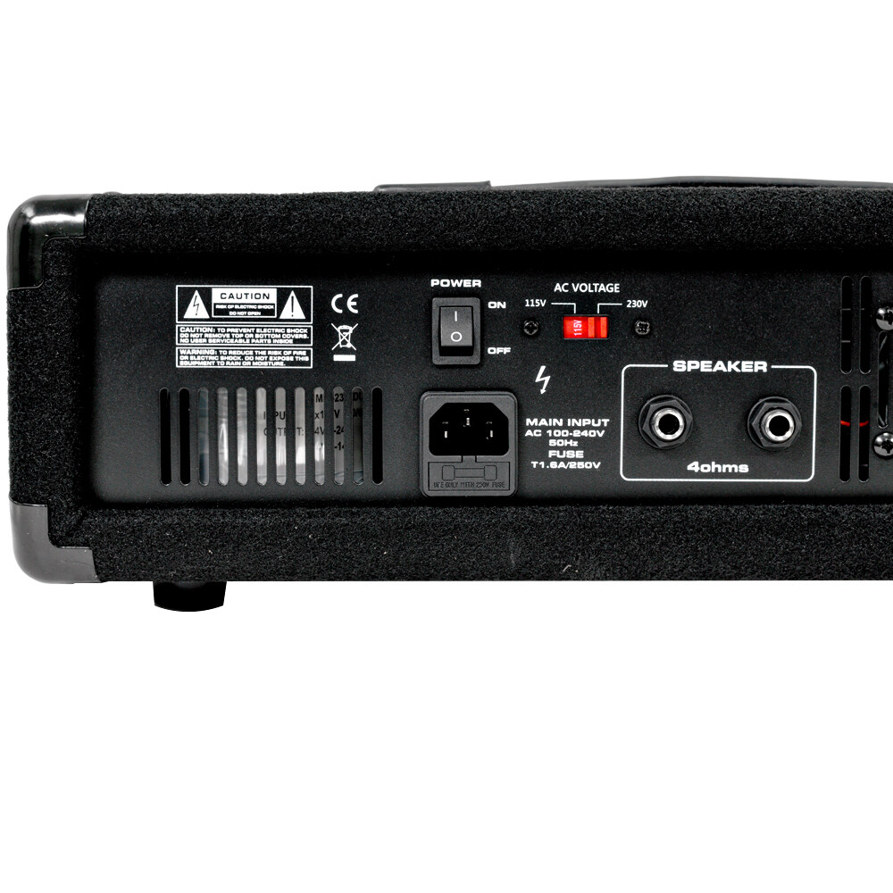 4 Channel 200 Watt Powered PA Head Mixer with Bluetooth Remote and Effects FX