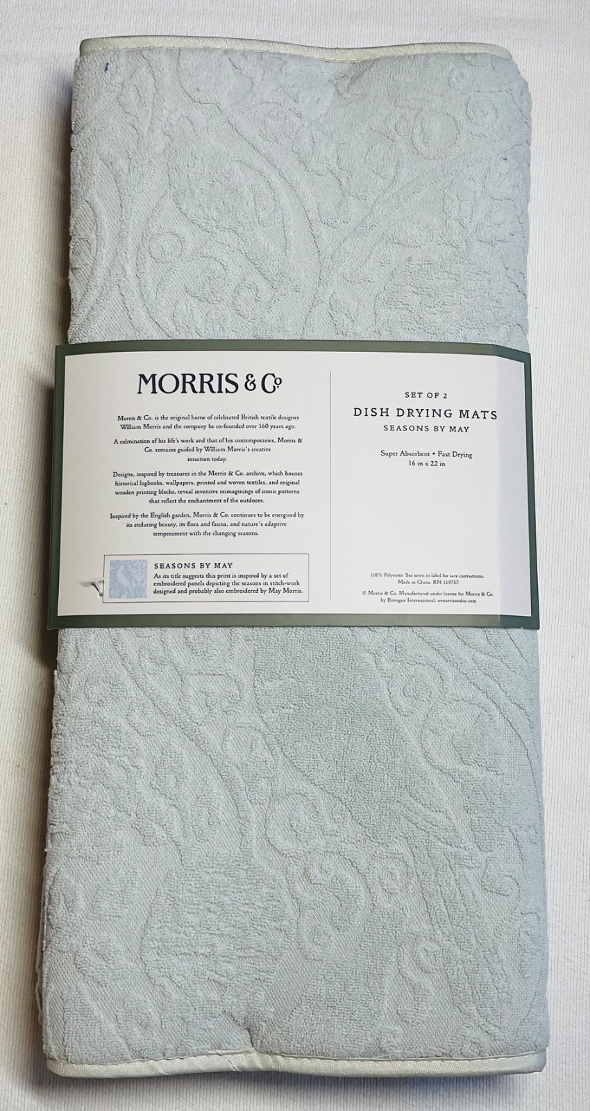 MORRIS & CO KITCHEN DRYING MATS (2) SEASONS BY MAY 16 X 22 POLYESTER NIP