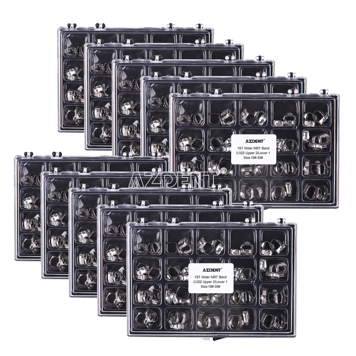 AZDENT Bandas de ortodoncia dental Tubo bucal Primer molar MBT 022 "16#-35#