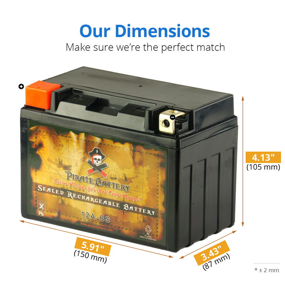 YTX12A-BS High Performance -Maintenance Free- Sealed AGM Motorcycle Battery