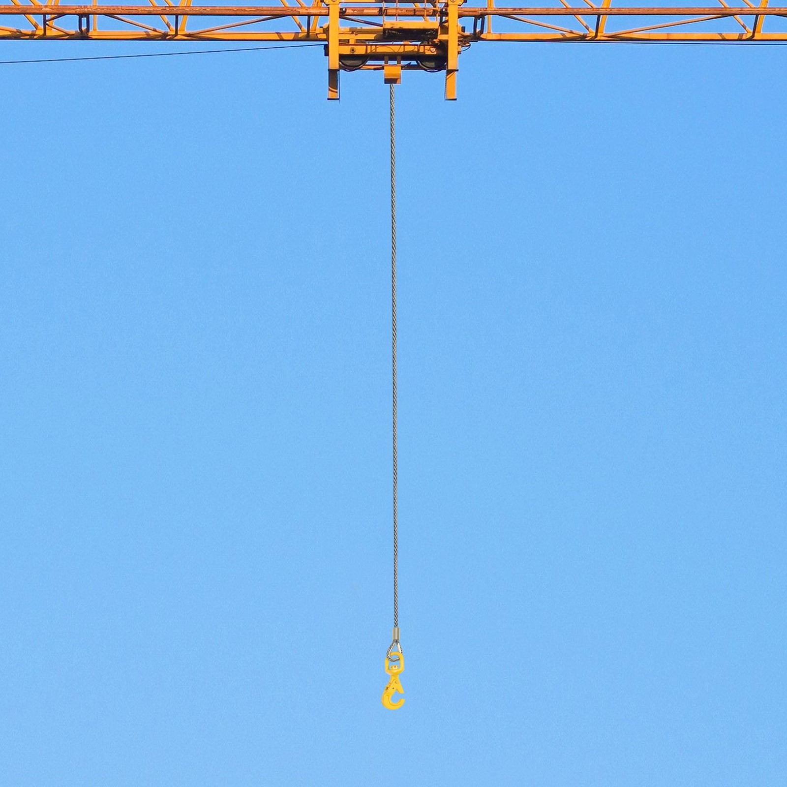 Wire Rope w/ Swivel Hook 3/8"x150ft Winch Cable w/ Self Locking Hook Safety NEW