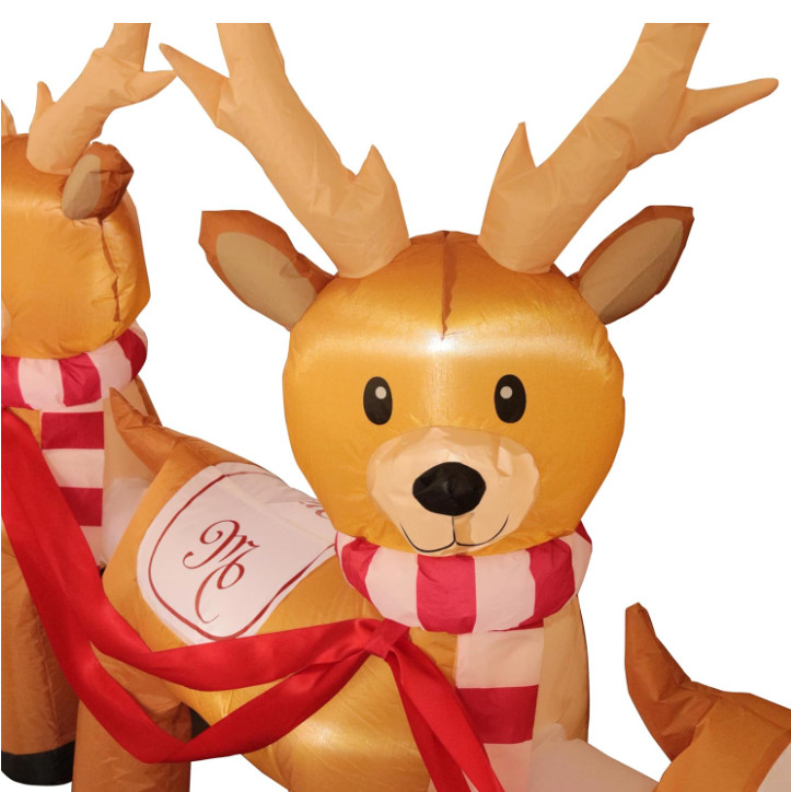 Mariah Carey 12ft Christmas Inflatable Santa Sleigh +3 Reindeer Outdoor -RETIRED