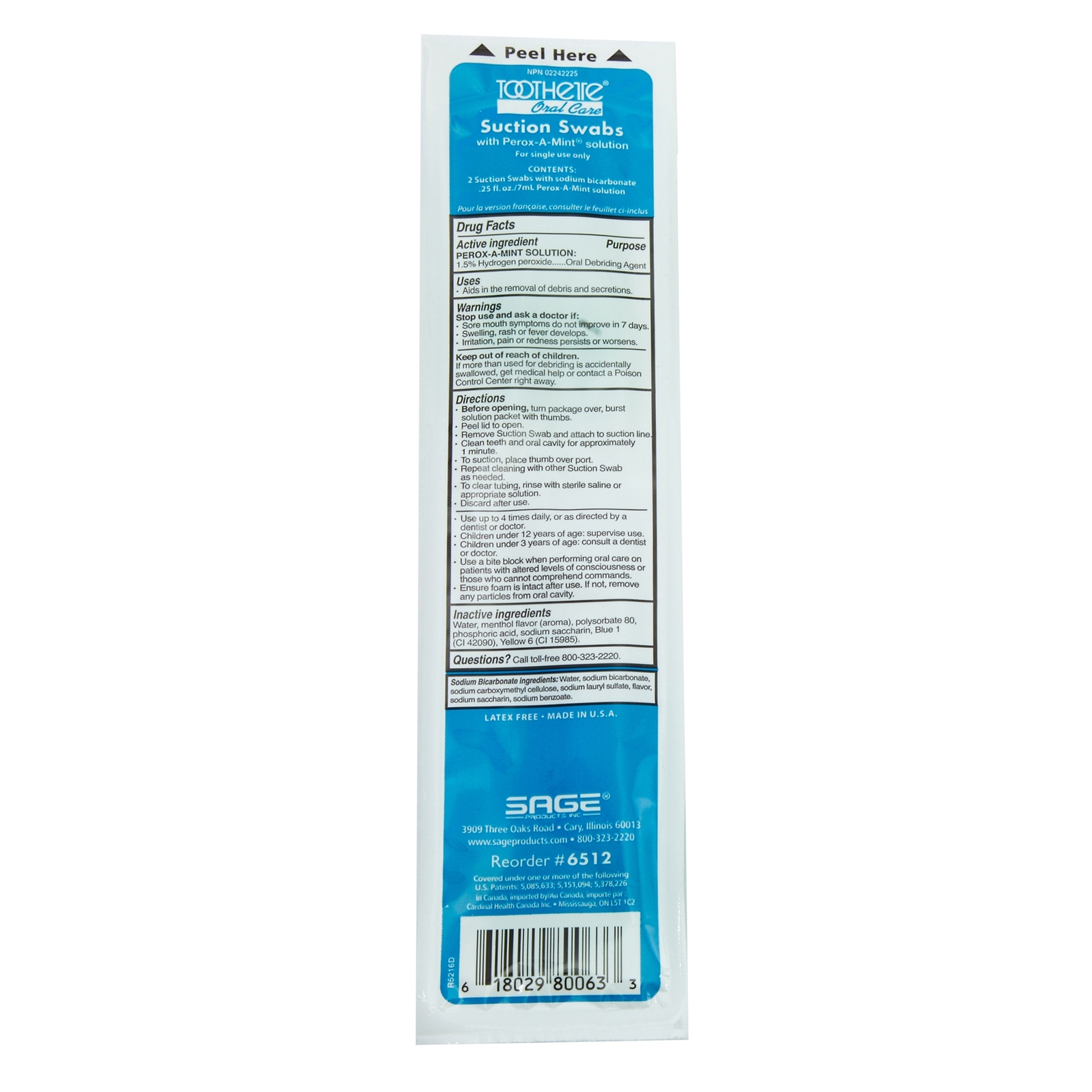 Sage Toothette Suction Swab Kit Ready to Use 6512 2 Ct