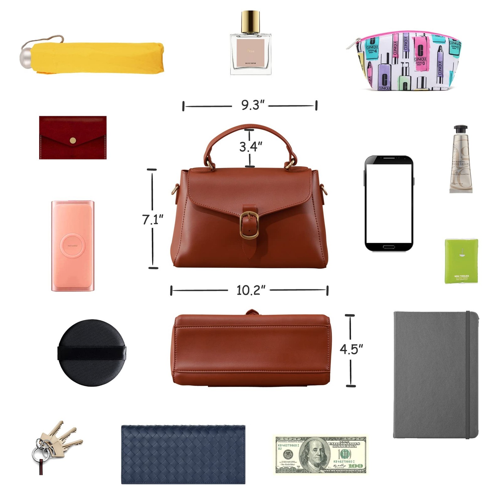 Vintage Vegan Leather Flap Top Handle Bag For Women Retro Satchel Casual Purs...