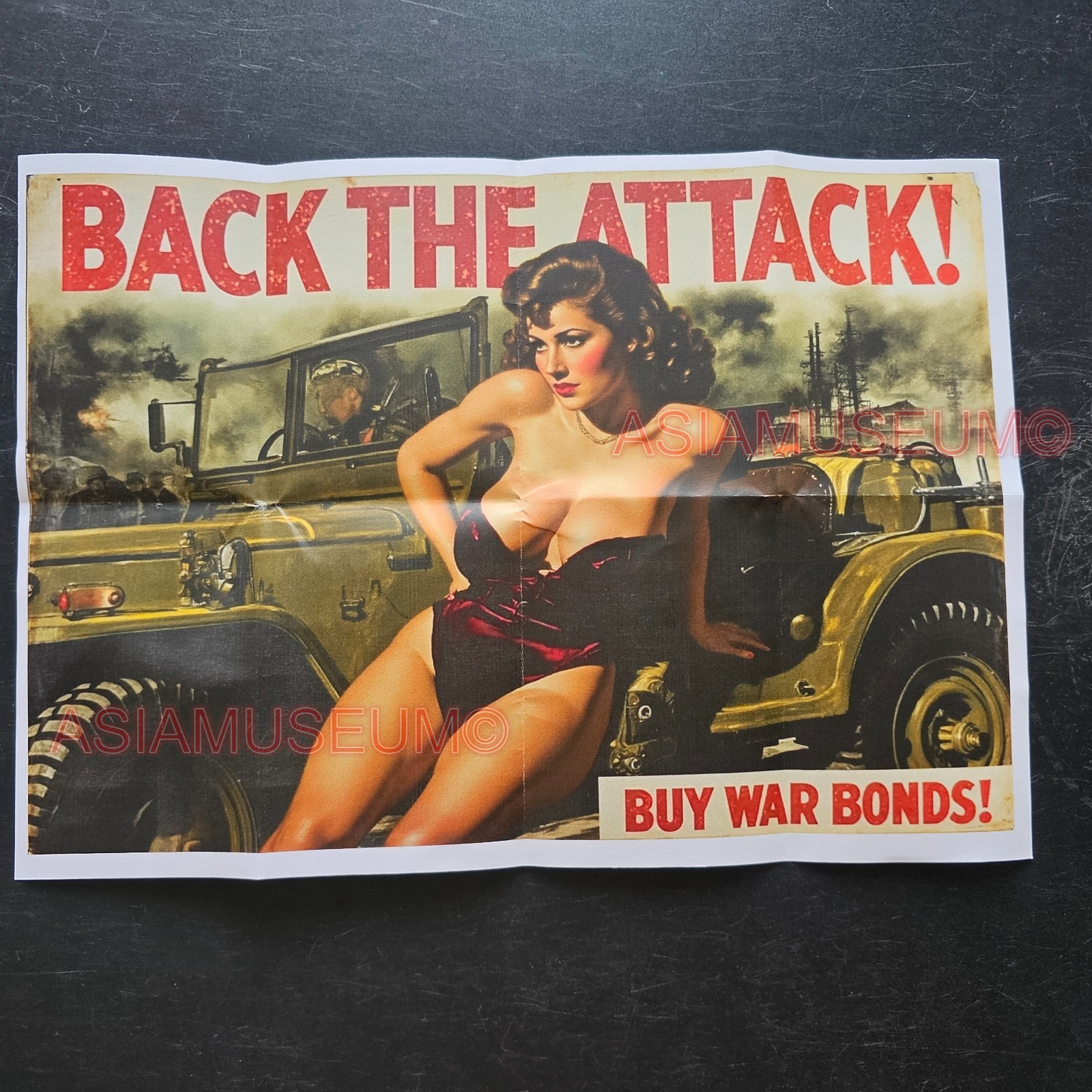 1945 WW2 USA BUY WAR BONDS SEXY PIN UP BIKINI GIRL WOMEN JEEP TRUCK POSTER M506