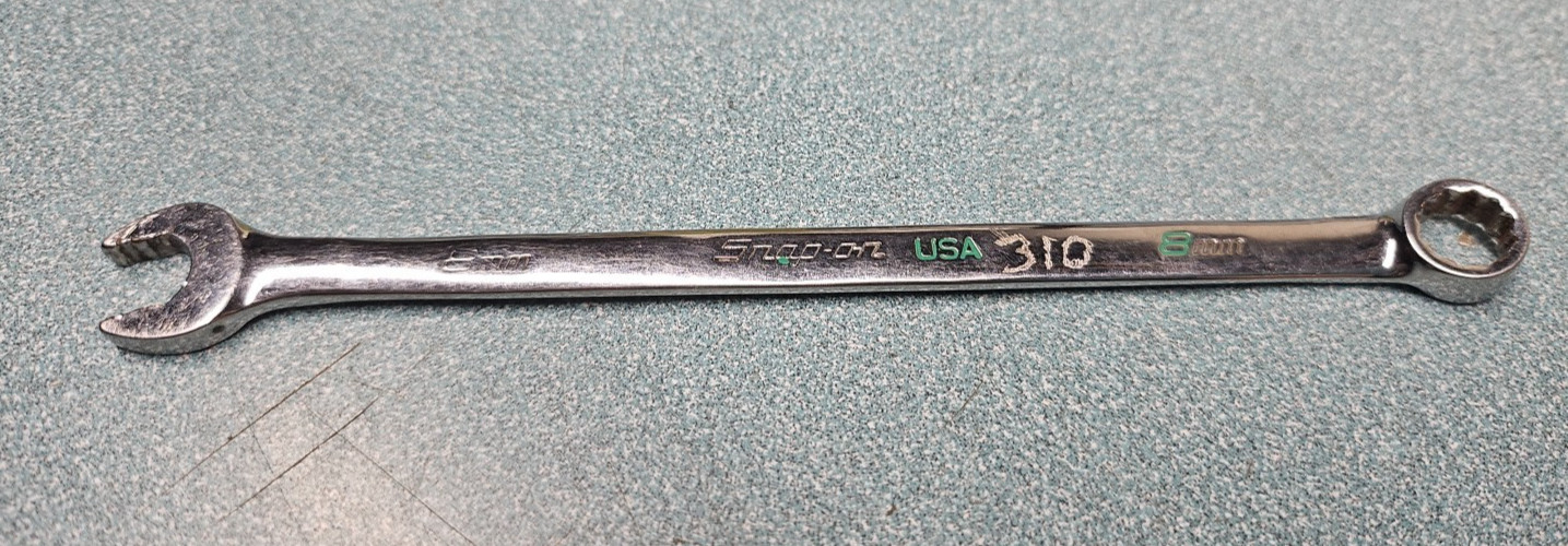 Snap-on SOEXM8 8mm Combination Wrench Chrome Alloy Steel Metric Silver