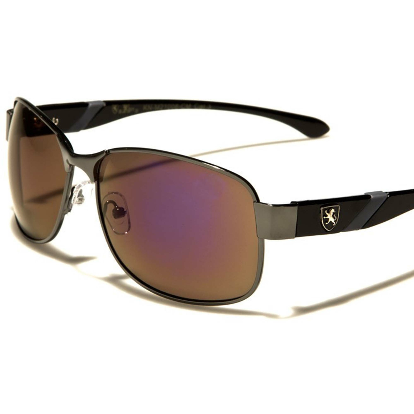 Mens Purple Mirrored Lens Slick Modern Elegant Sporty Rectangle Golf Sunglasses