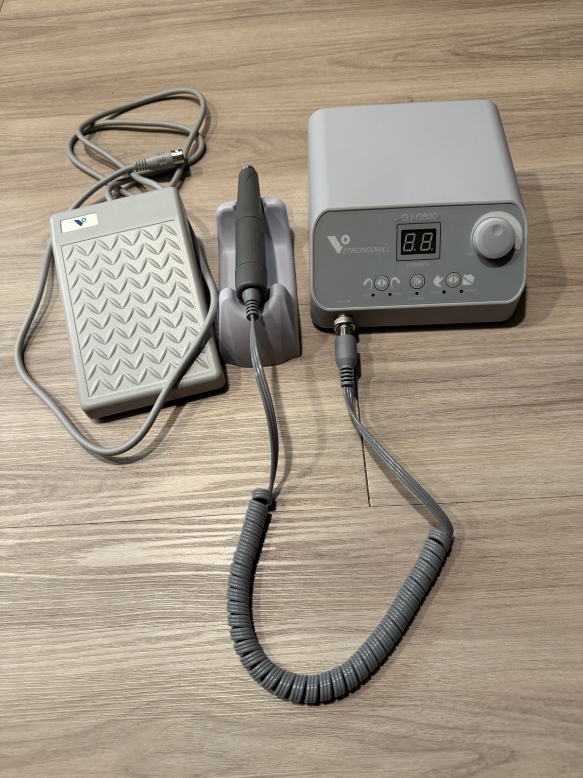 StrongDrill GJ-G800 Electric Nail Drill, Variable Speed, Foot Pedal, Handpiece