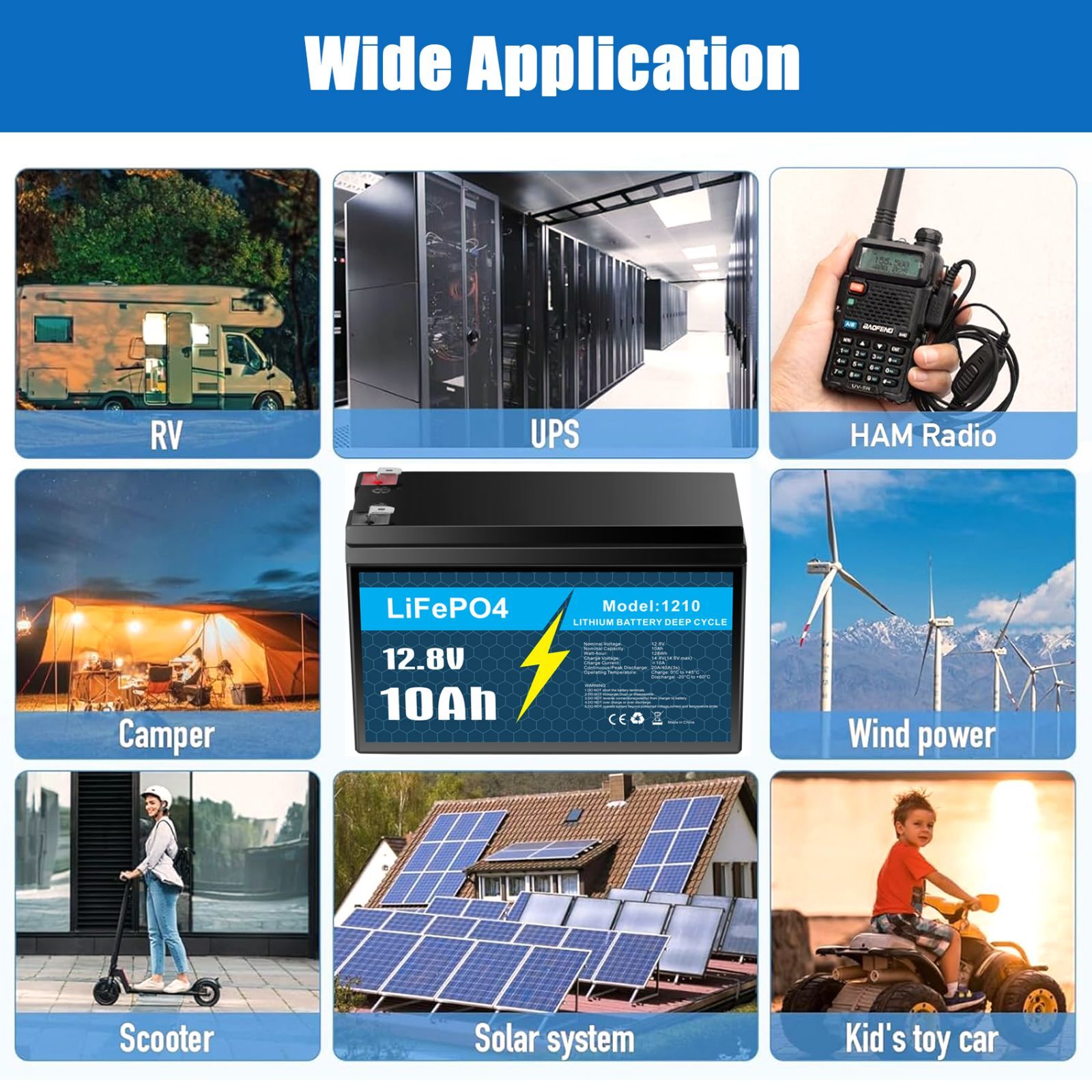 12V 10Ah LiFePO4 Lithium Battery Only / Charger Only / Combo for Fish Finder Lot