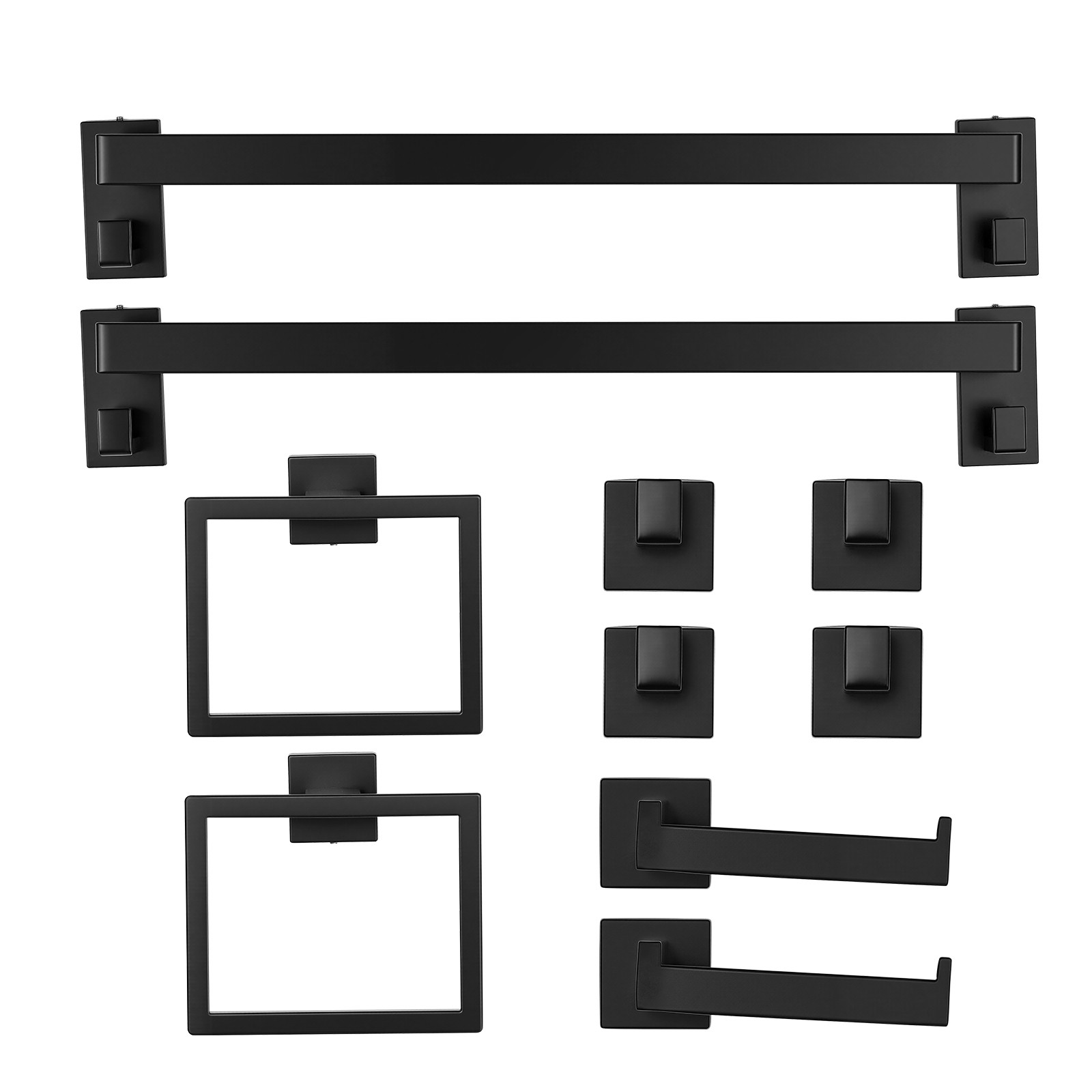 Uimoso 10-Piece Matte Black Bathroom Hardware Set with 24-Inch Towel Bar