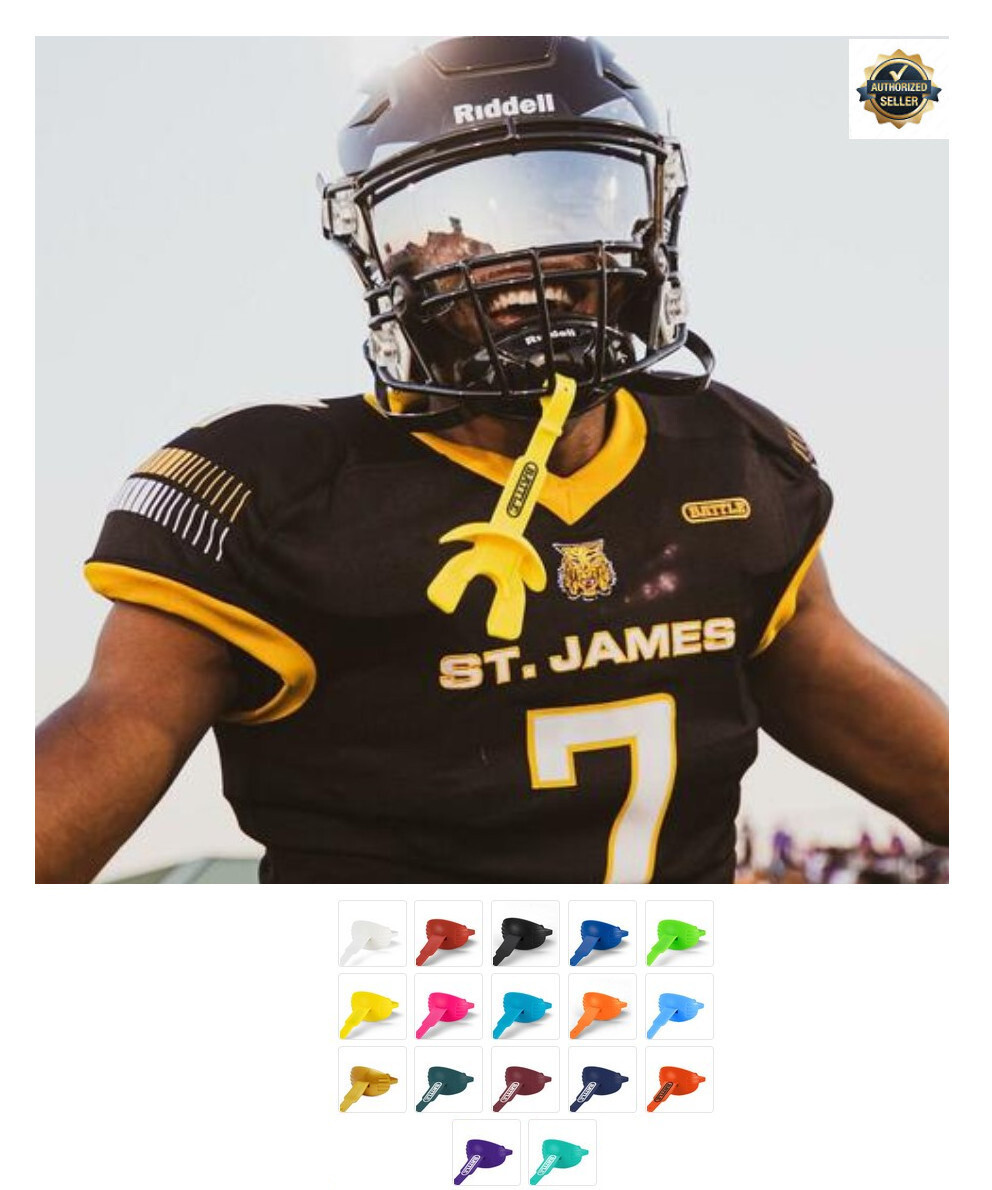 Battle Sports Speed Football Mouthguard with Connected Thick Strap