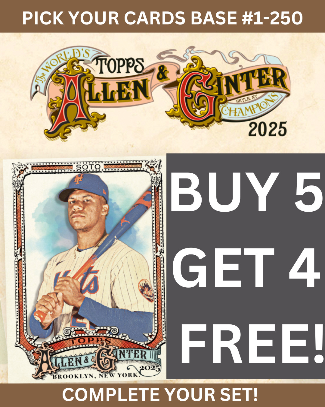 2025 Topps Allen & Ginter Baseball BASE SINGLES #1-250 You Pick!