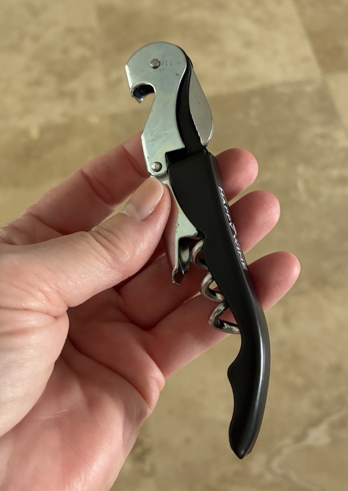 NEW “Happy Wine” Black Wine Key Corkscrew Opener