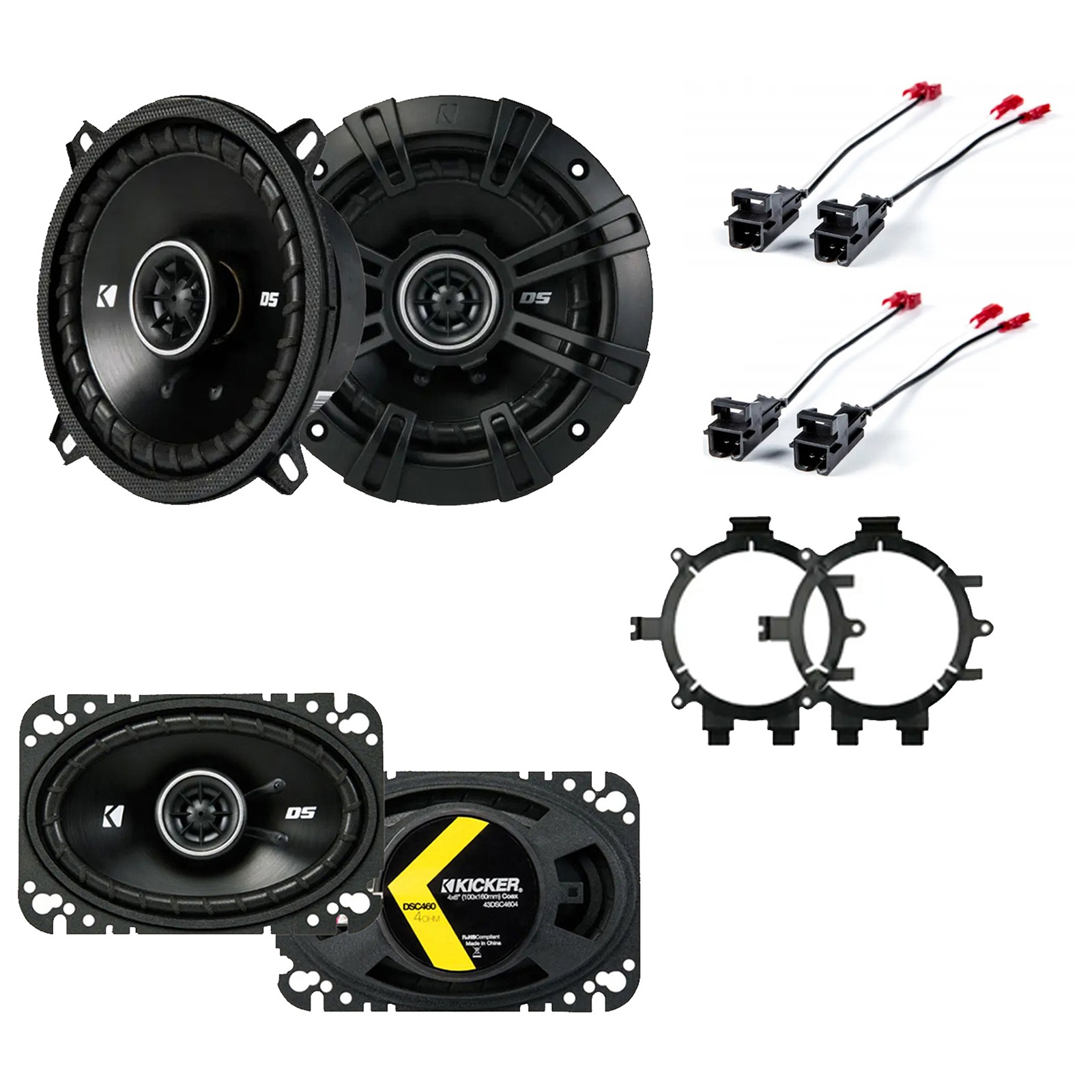 Fit Chevy CK Pickup 1995-2000 Factory Speaker Upgrade Kicker DSC5 DSC46 Package