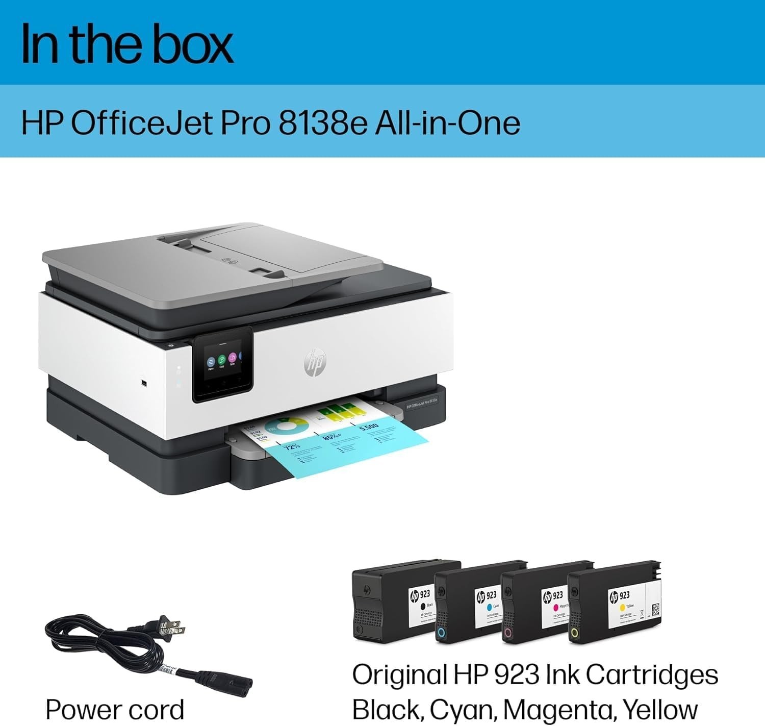 HP OfficeJet Pro 8138e Wireless All-in-One Color Inkjet Printer-Pro. Refurbished