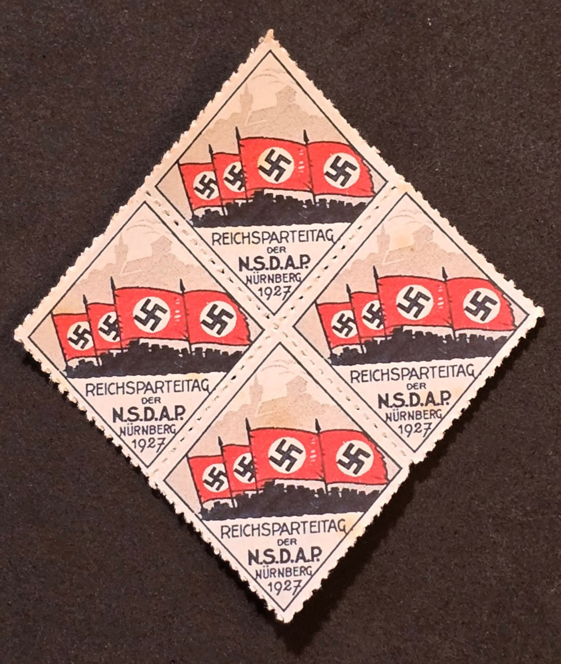 WW2 WWII Nazi German Third Reich NSDAP Nurnberg Party Rally 1927 Stamp Block MNH