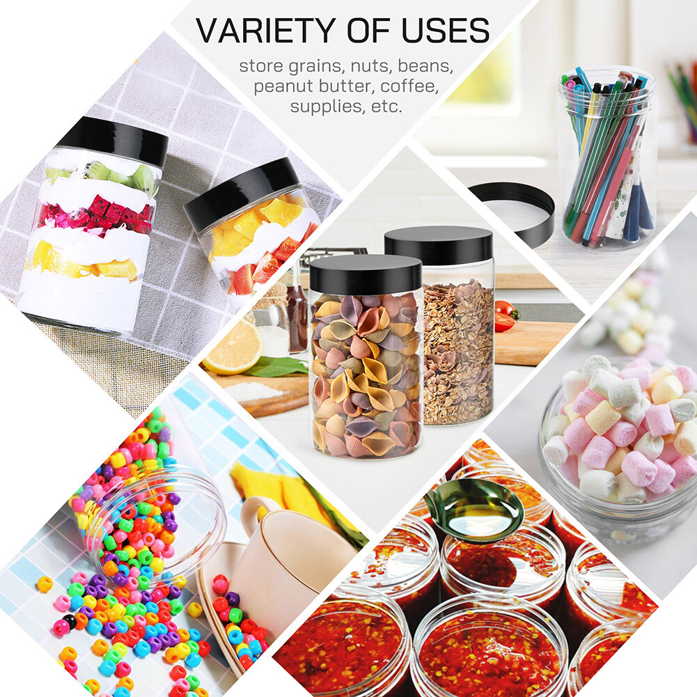 6 PACK 27oz Clear Plastic Jars with Screw On Lids Empty Food Storage Containers