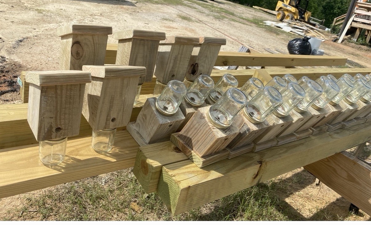 2 Carpenter Bee Traps W/ Jars