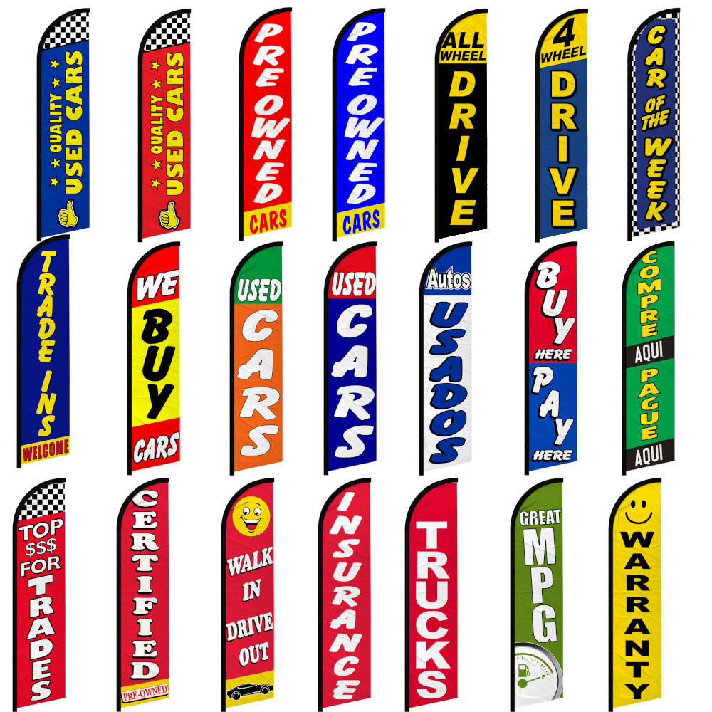 Car Dealership Windless Swooper Full Curve Flag Auto Dealership