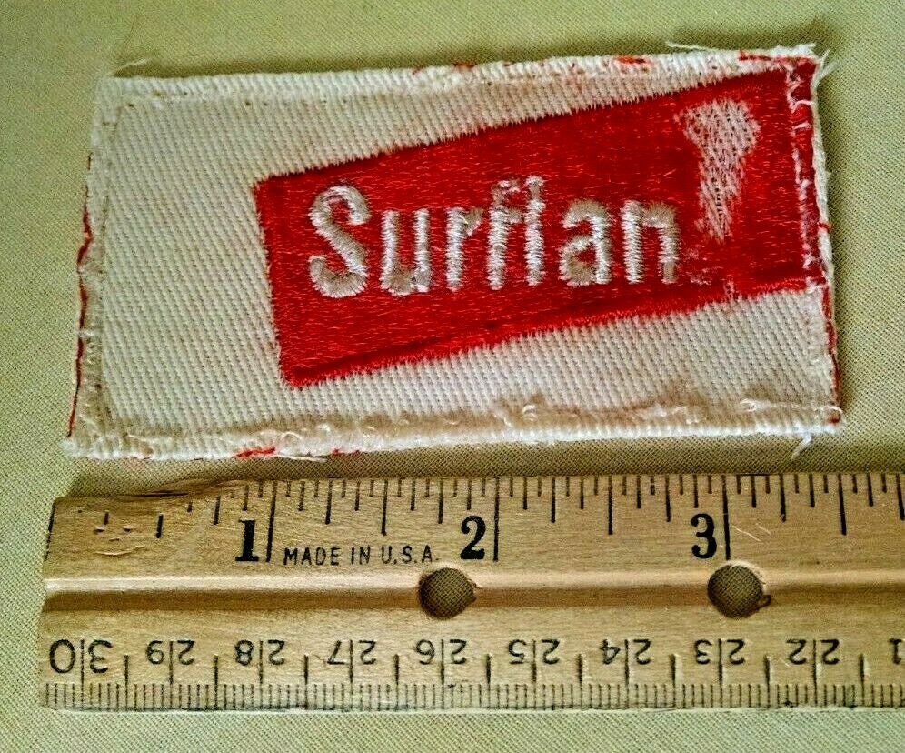 SURFLAN PATCH HERBICIDE RECTANGULAR RED WHITE LETTERS NO TRIM VINTAGE USED .