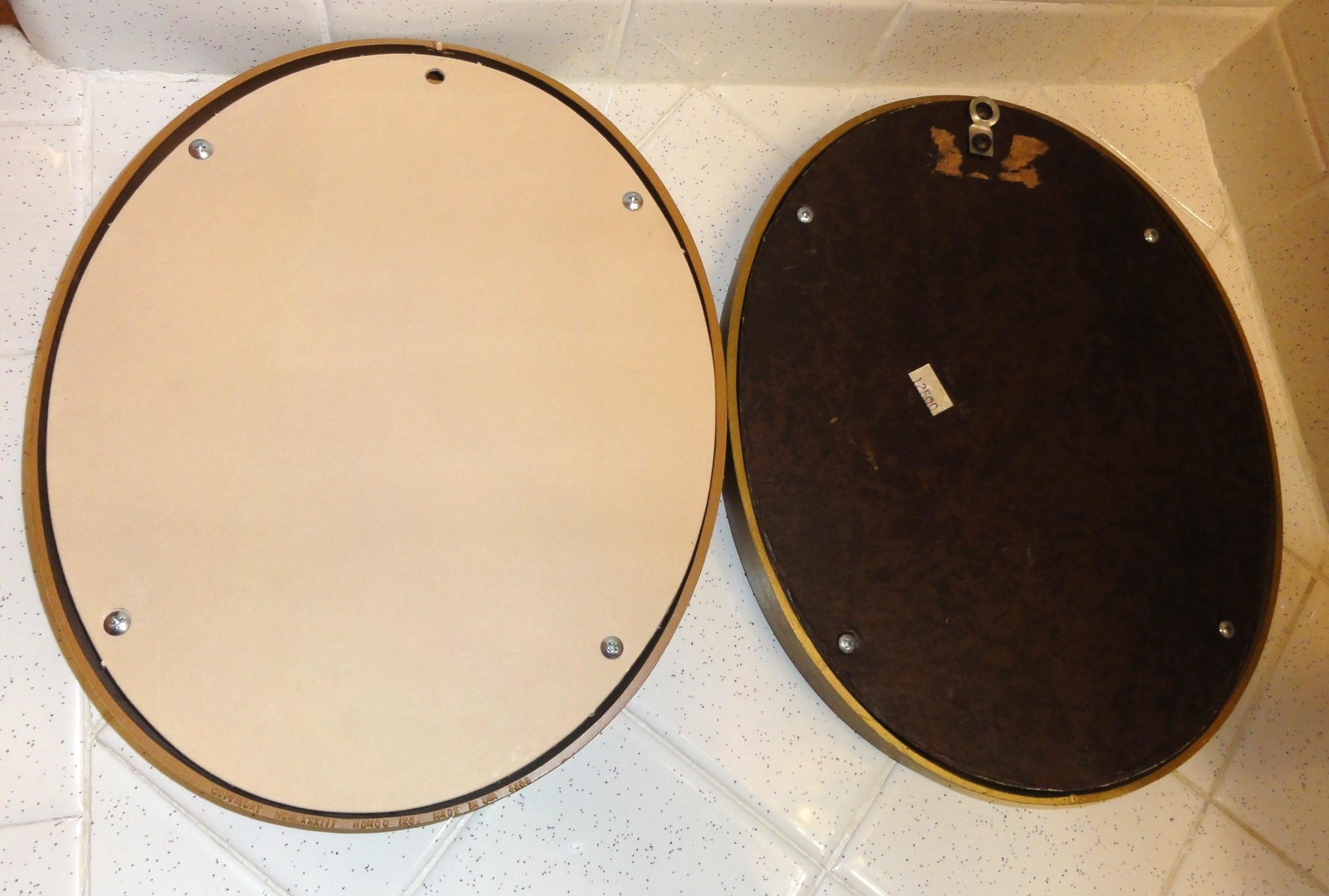 Vintage Two Gold Oval Frames with Gothic Pinup Girl Photos Vampire Look tattooed