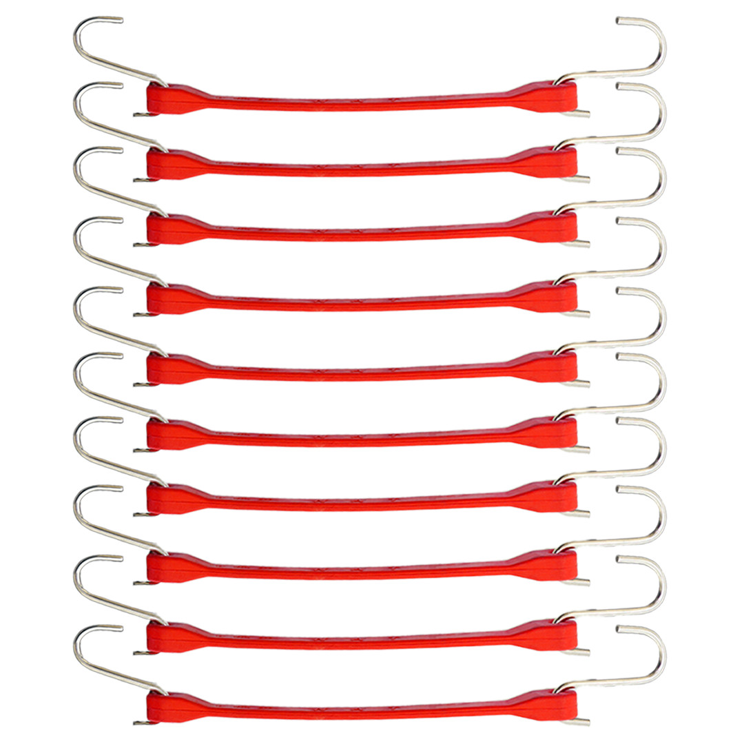 BoxerTool Red EPDM Tarp Strap 15" Color - 10 Pack - Bungee Cords Heavy Duty