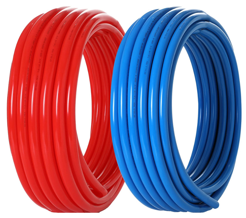1/2" Pex-B Pipe 2x50ft Rolls (Red+Blue) Clamp Fittings Crimper Plumbing Kit