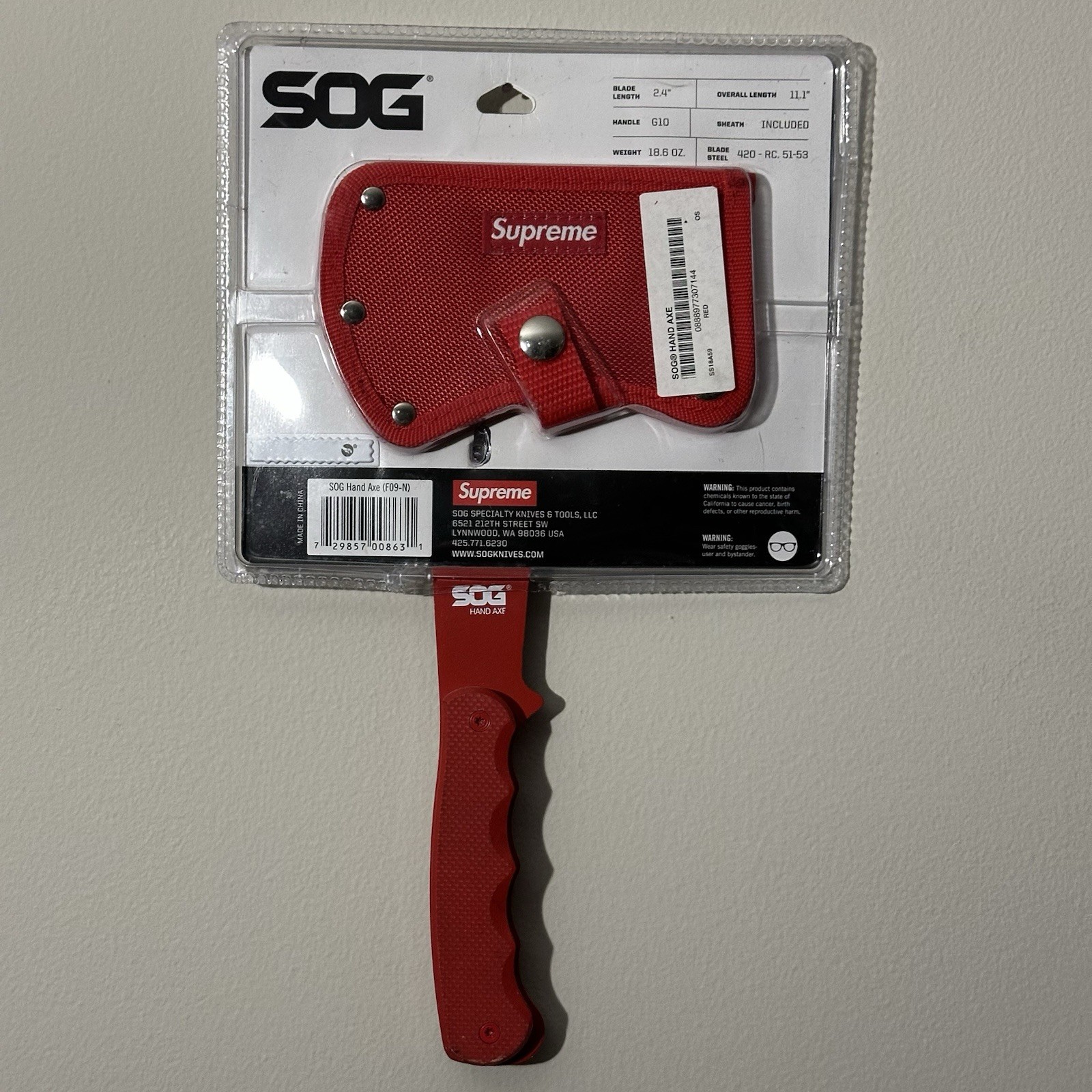 Supreme SOG Hand Axe SS18 Red Collectible