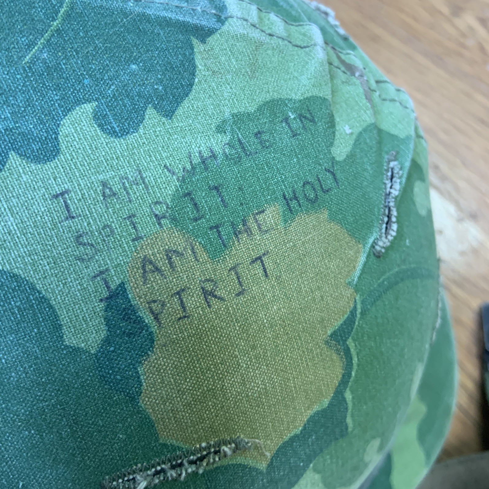 Vietnam War Era U.S. M1 Combat Helmet w/ Reversible Mitchell Camo Cover & Liner