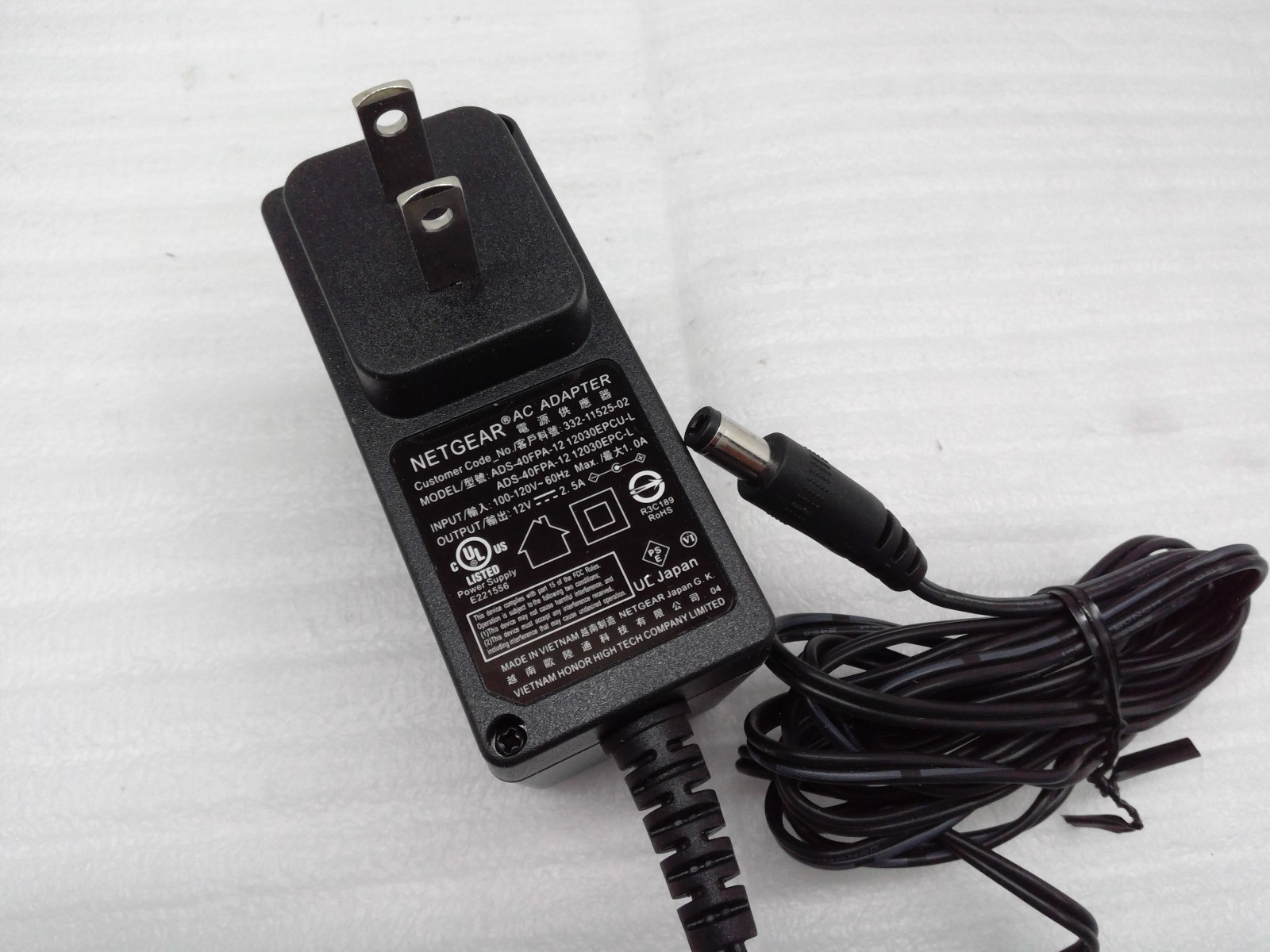 Netgear 12V 2.5A AC Adapter AD2067F10 Power Supply 332-10944-01 Charger Black