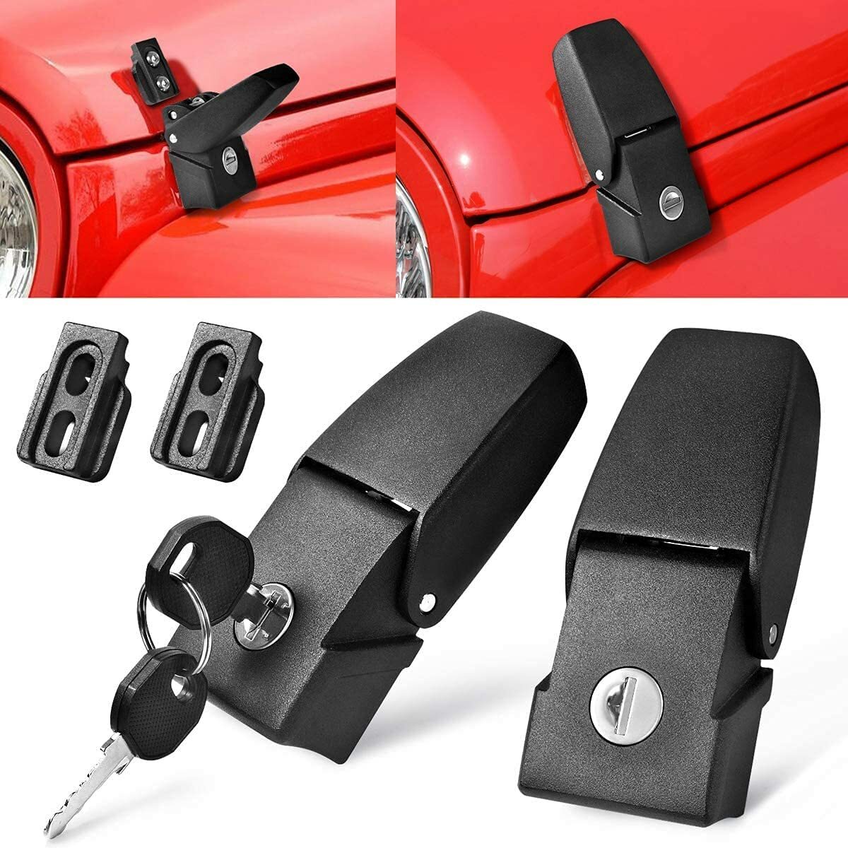 Aluminum Hood Latches Hood Lock Catch Kit Fit For Jeep Wrangler JK JKU 2007-2018