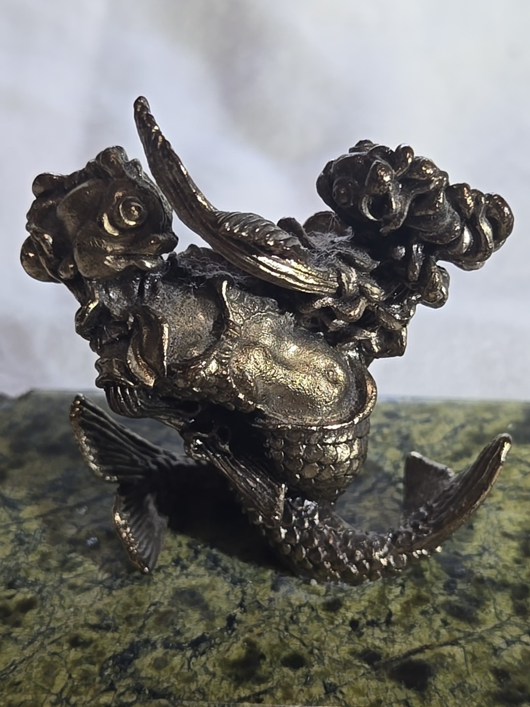 LOOK RARE Antique Art Nouveau Ornate Bronze Figures 2 SIRENS/MERMAIDS Entwined