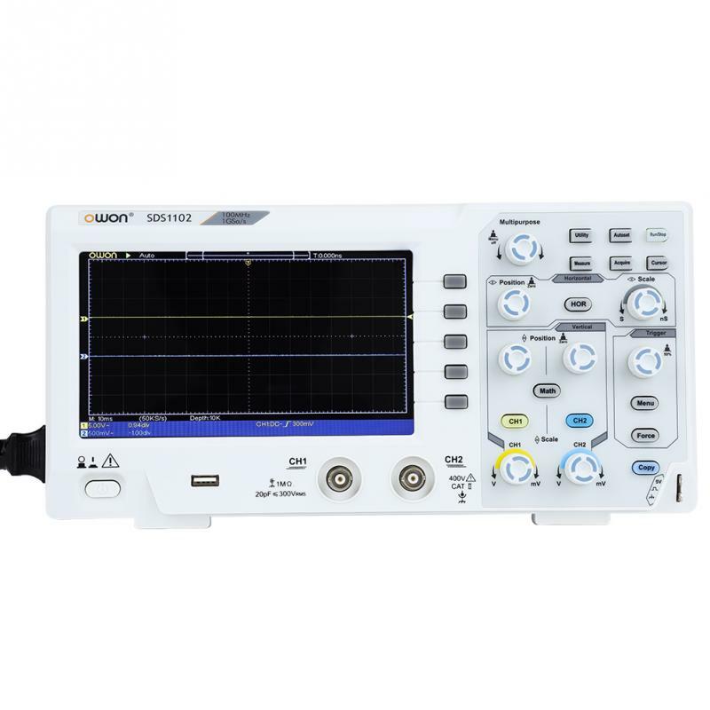 OWON SDS1102 Digital Storage Oscilloscope 2 Channels 100MHZ 1GS/s 10K USB LCD