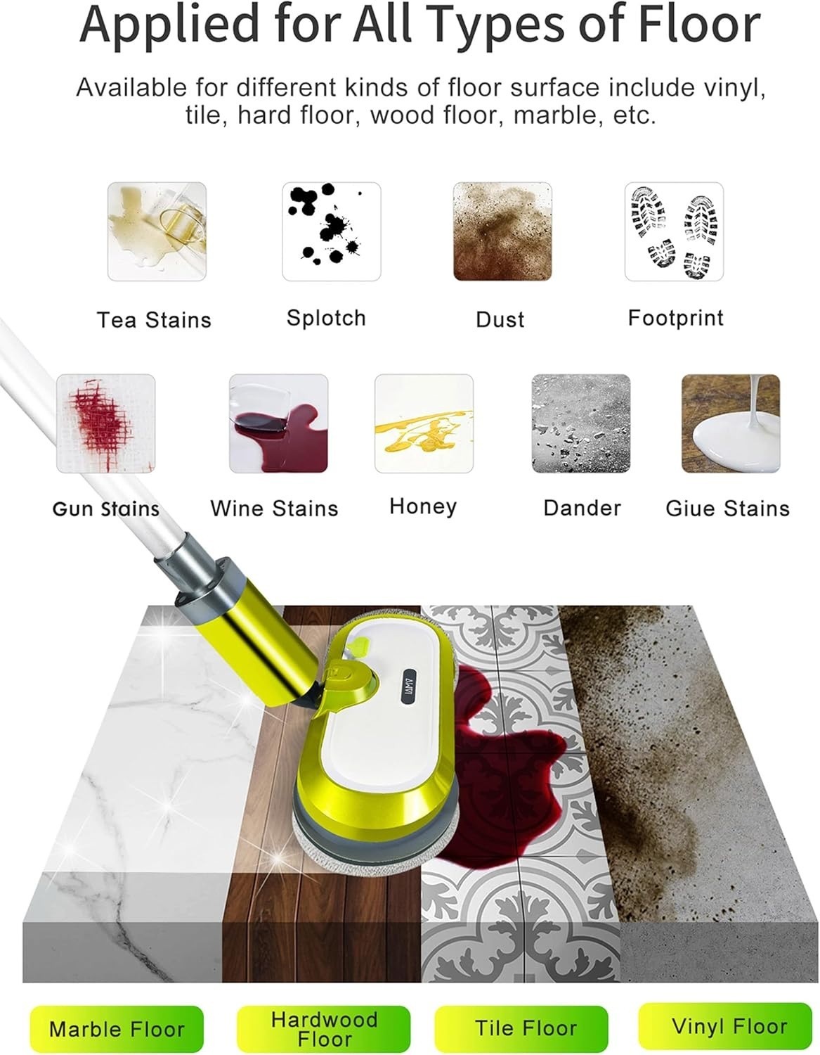 Cordless Electric Mop with Water Spray VMAI G700 Floor Cleaner Scrubber Polisher