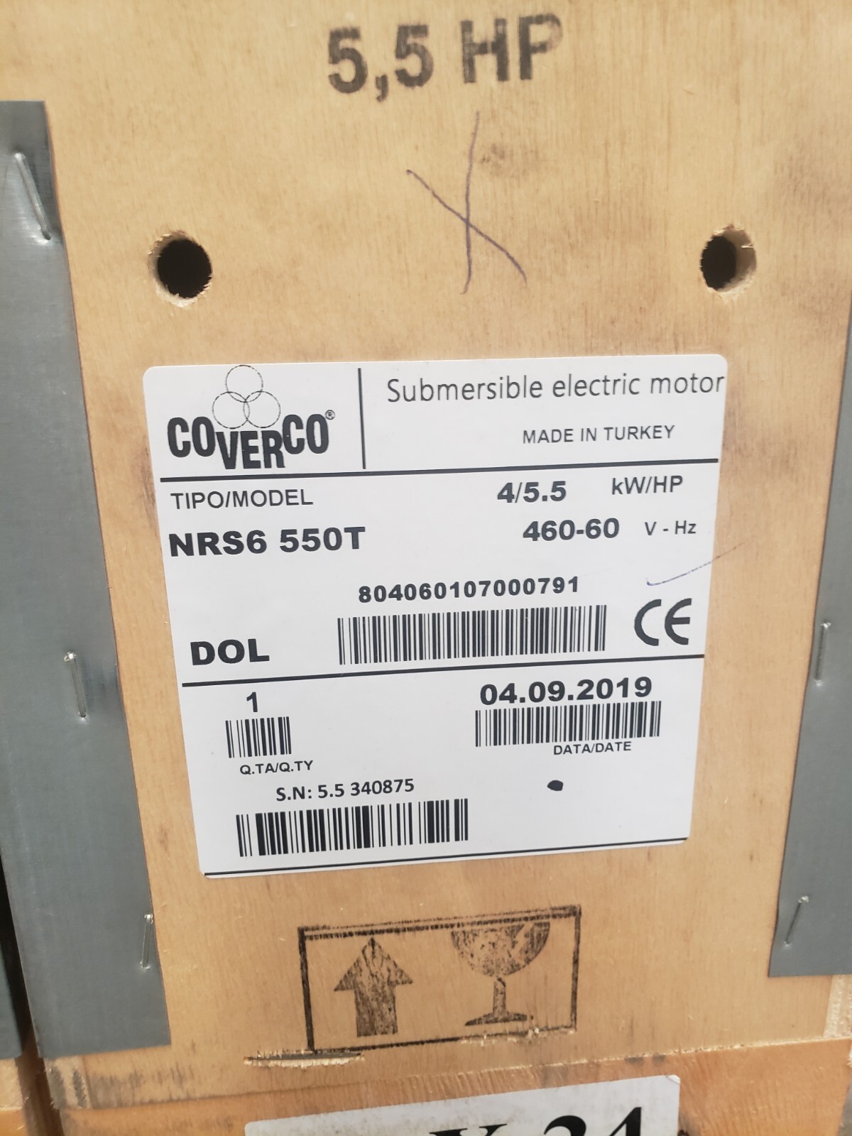 Coverco Submersibe Motor 6 inch 5.5 HP for deep water well NRS6 550T
