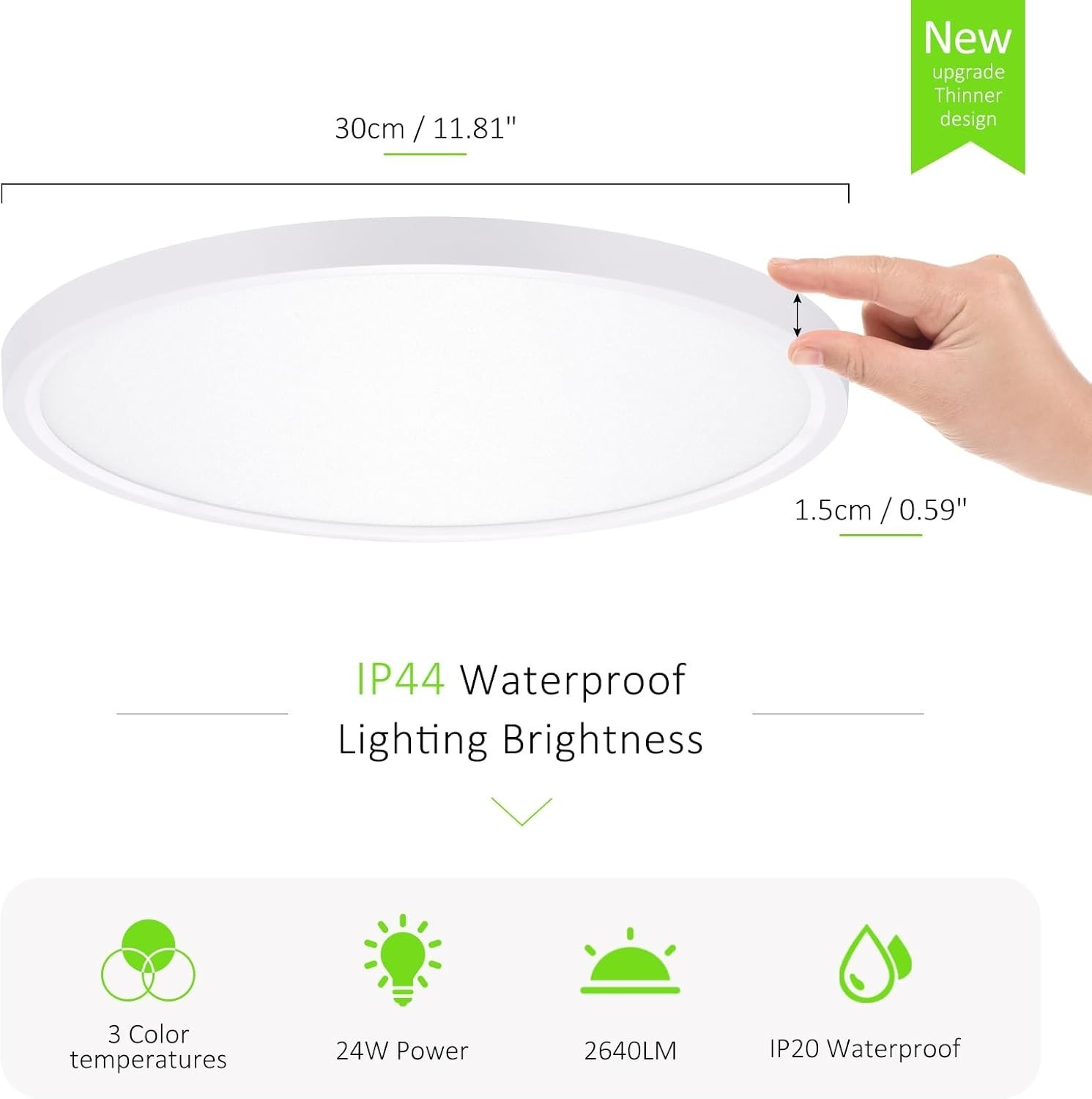 4 Pack 24W LED Flush Mount Ceiling Light Ultra Thin Round White 3000k/4000/6500K