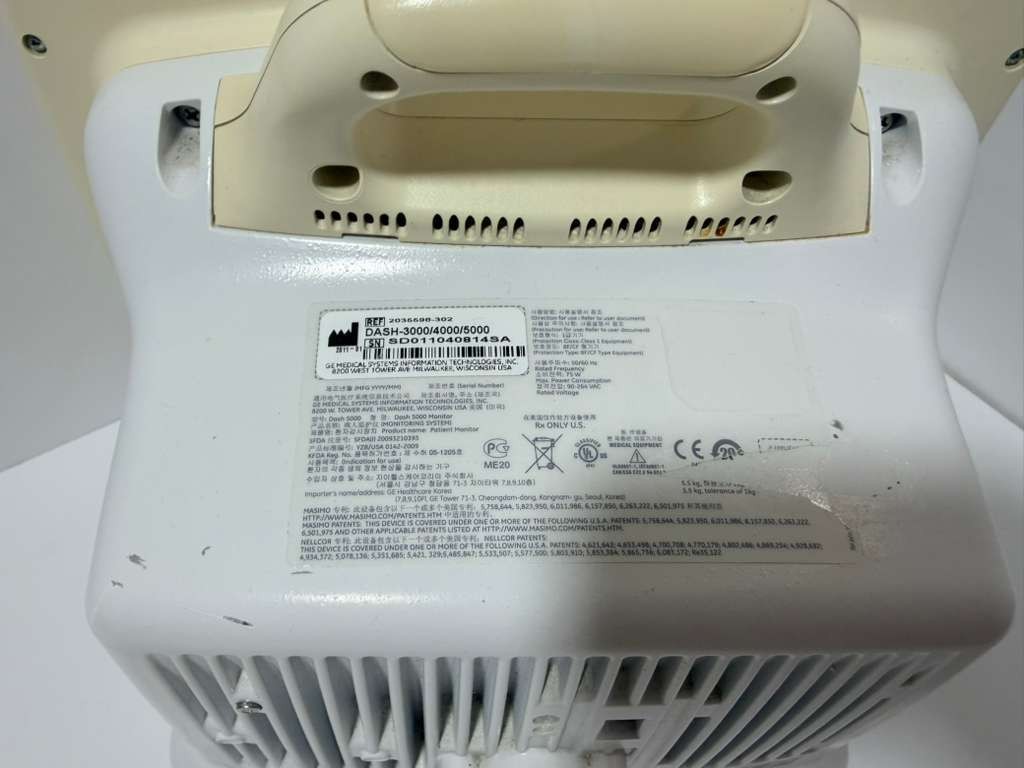 GE Dash 5000 Patient Monitor Masimo BP, SP02, Temp, C02, NBP, EGC