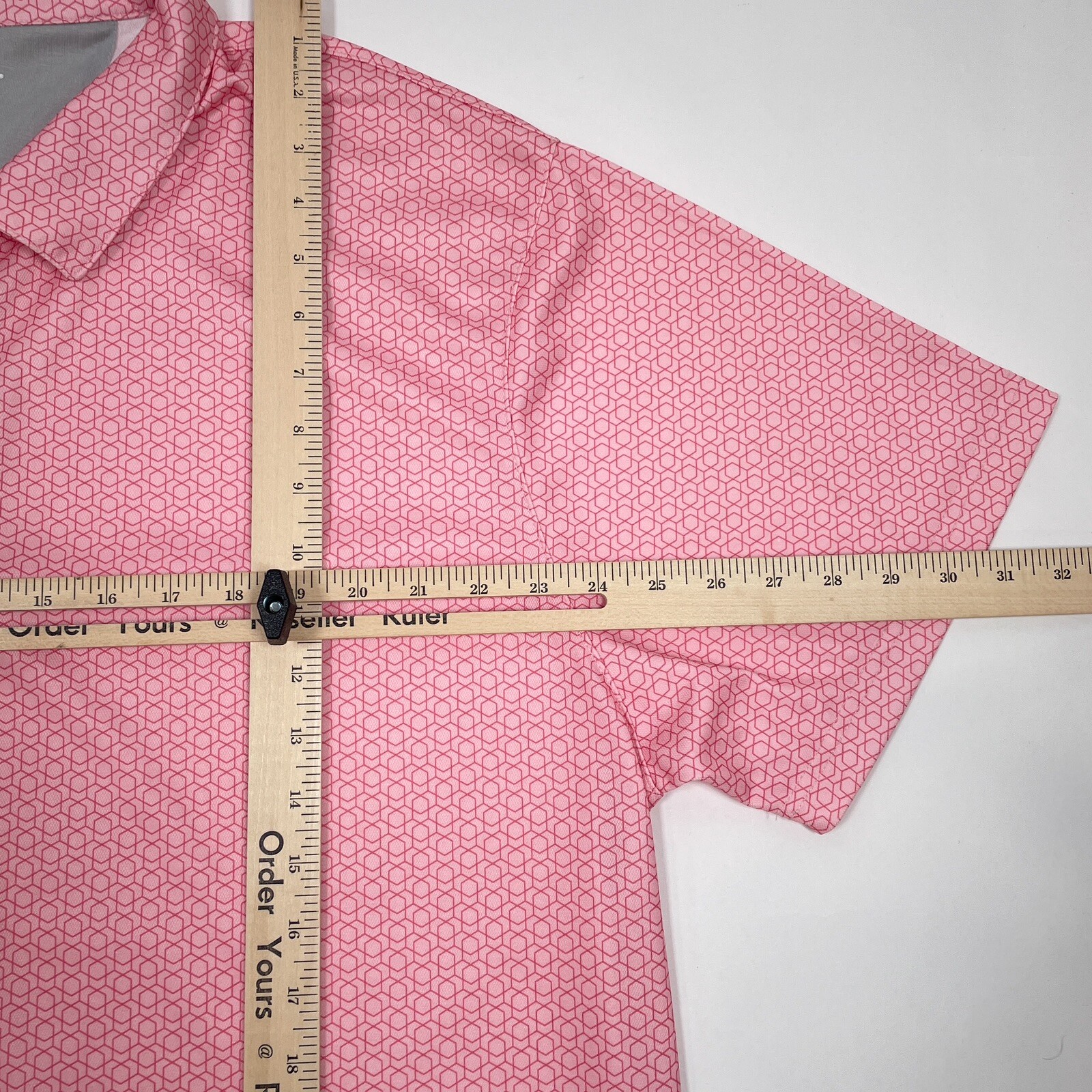 Etonic Men's XXL Golf Polo Shirt Pink Geometric Print Stretch