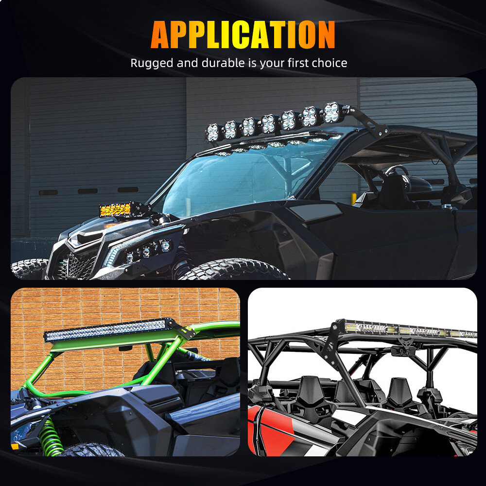 For Can-Am Maverick X3 Roof 50" Curved LED Light Bar Bracket+7"+4" Pods Wire Kit