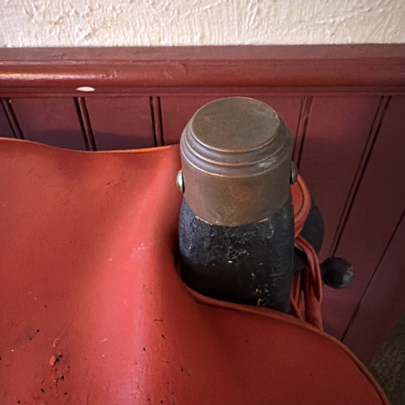 Vintage TURKISH Camel Head Pommel Padded Saddle Stool, Footstool. 23.5” X 18.5”.