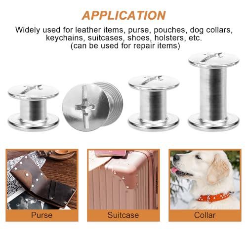 120 Sets Chicago Screws for Leather,Metal Repair Rivets Kit,Silver M5 Sizes