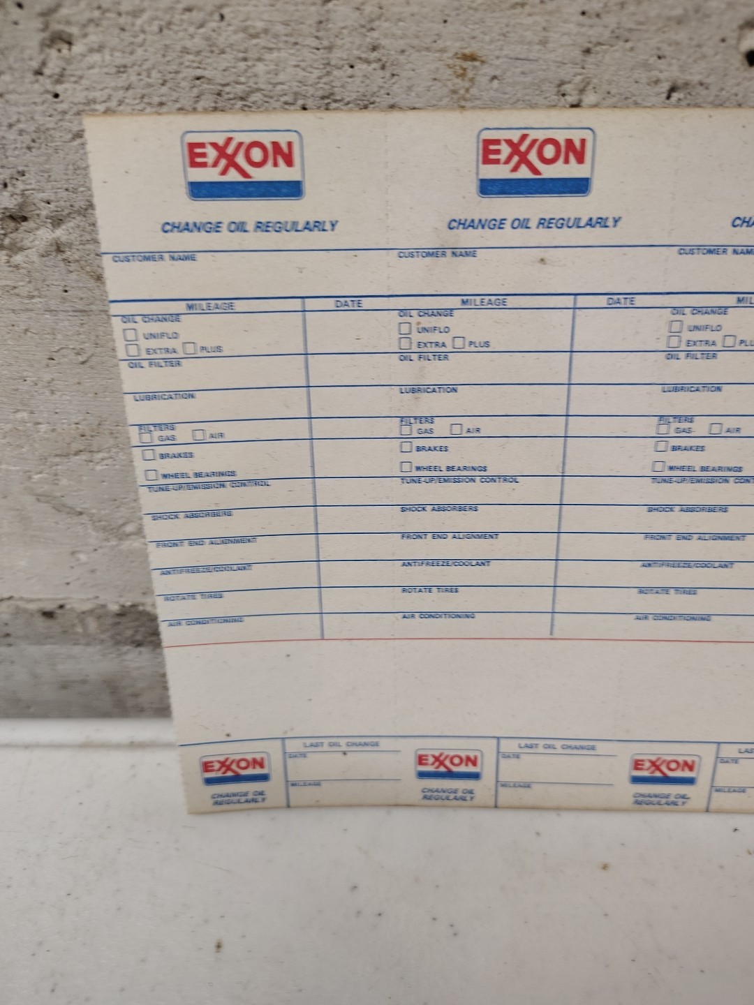 Vintage Exxon Gasoline Oil Change Reminders Lot Of 4 Uncut Sheet