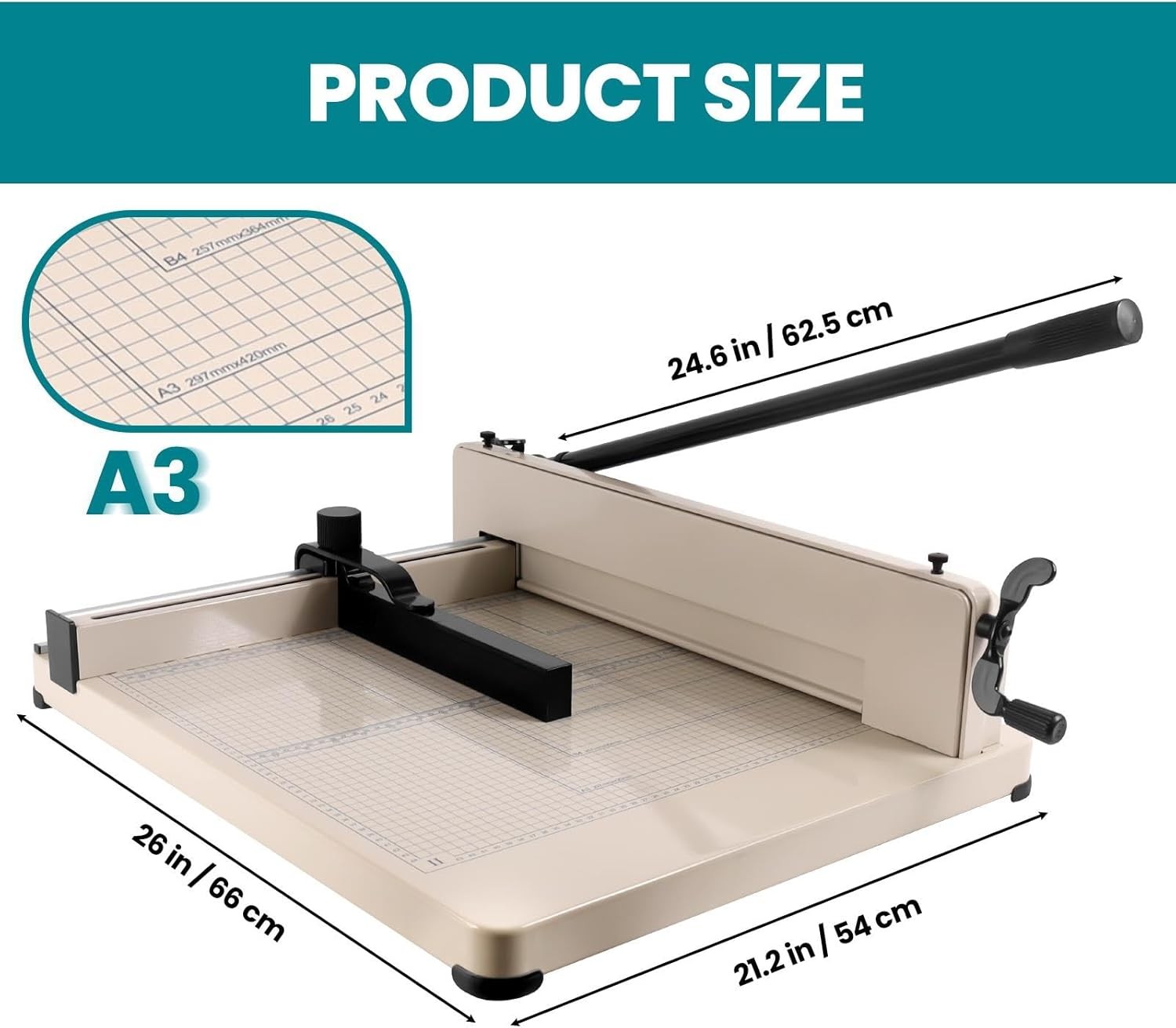 17"Heavy Duty Guillotine Paper Cutter,A3 Manual Paper Trimmer 400 Sheet Capacity