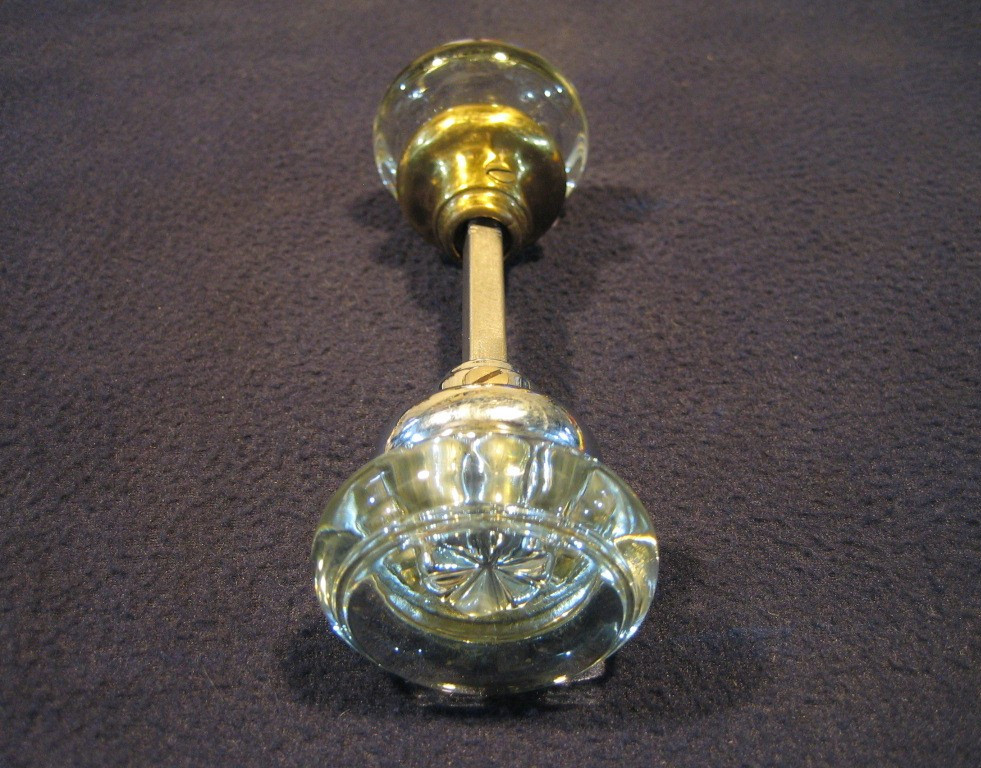 Incredible Pair Antique Victorian Round Crystal Glass Door Knobs early 1900's