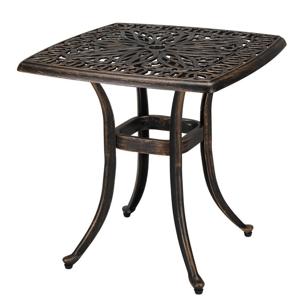 Outdoor Patio Square Dining Table Cast Aluminum All-Weather Furniture Bronze