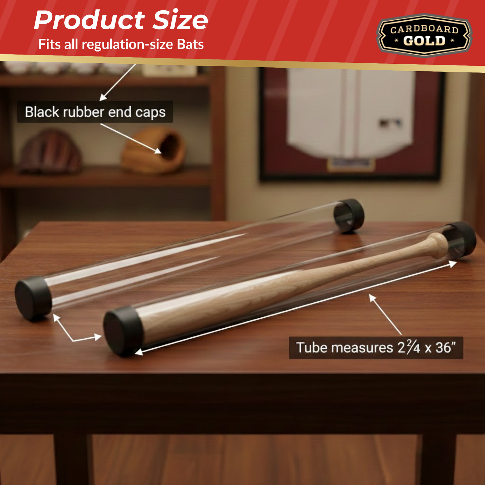 (12) Baseball Bat Tube Display Case Protective Holders! - Cardboard Gold Brand