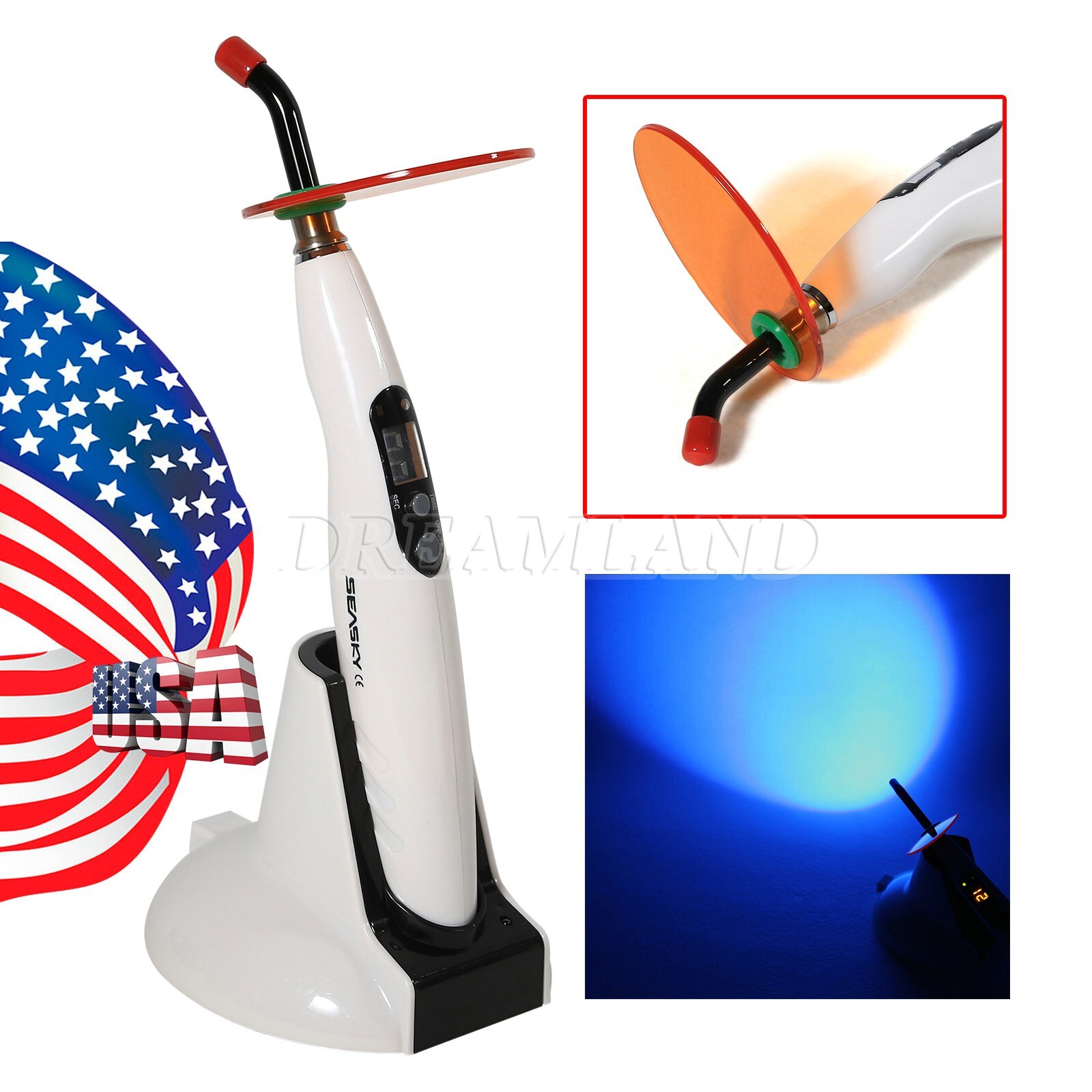 Woodpecker Style Wireless Cordless LED Dental Curing Light Lamp Teeth Whitening