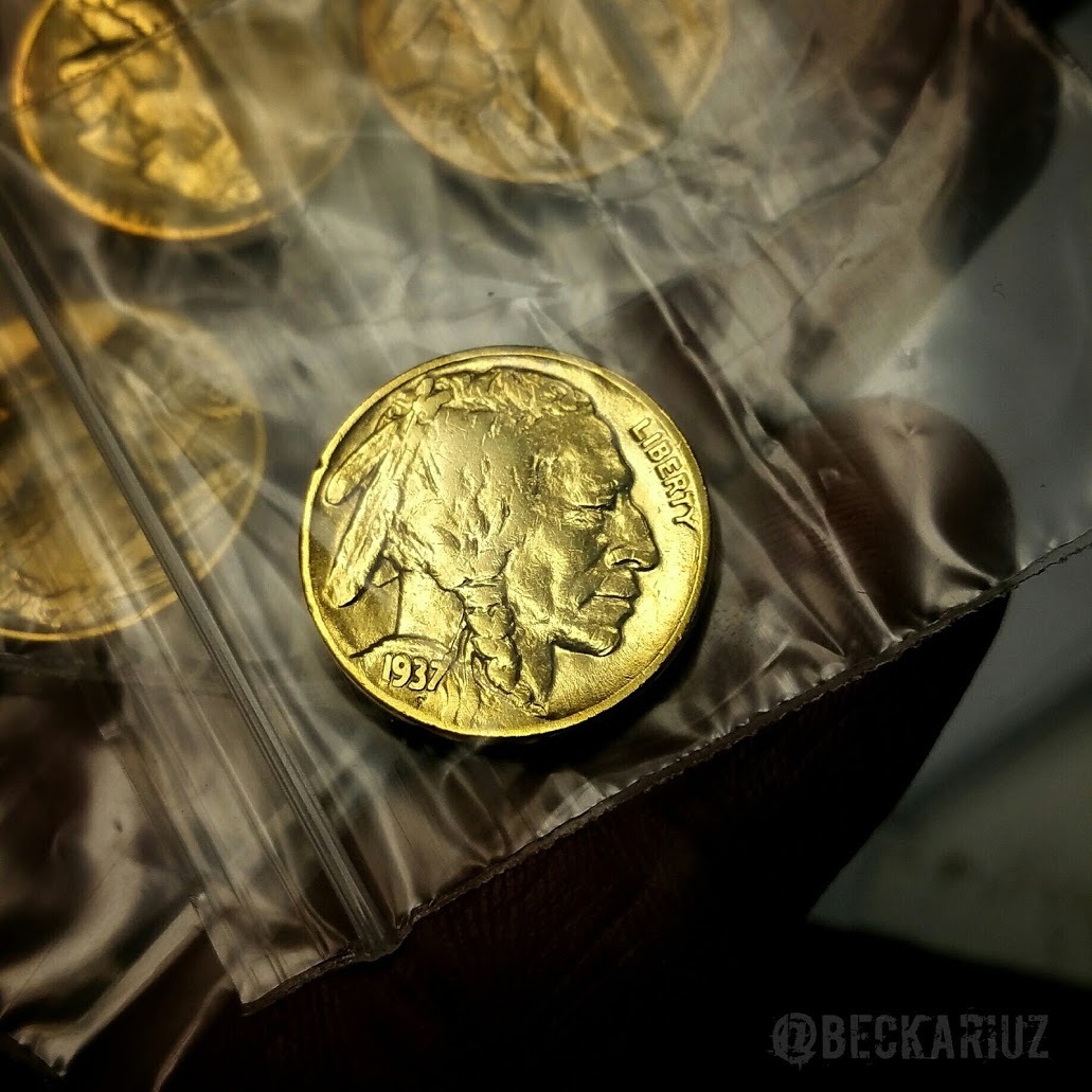 GOLD BUFFALO NICKEL - Pure 24K GOLD PLATED Buffalo Indian Head Nickel (2-PACK)