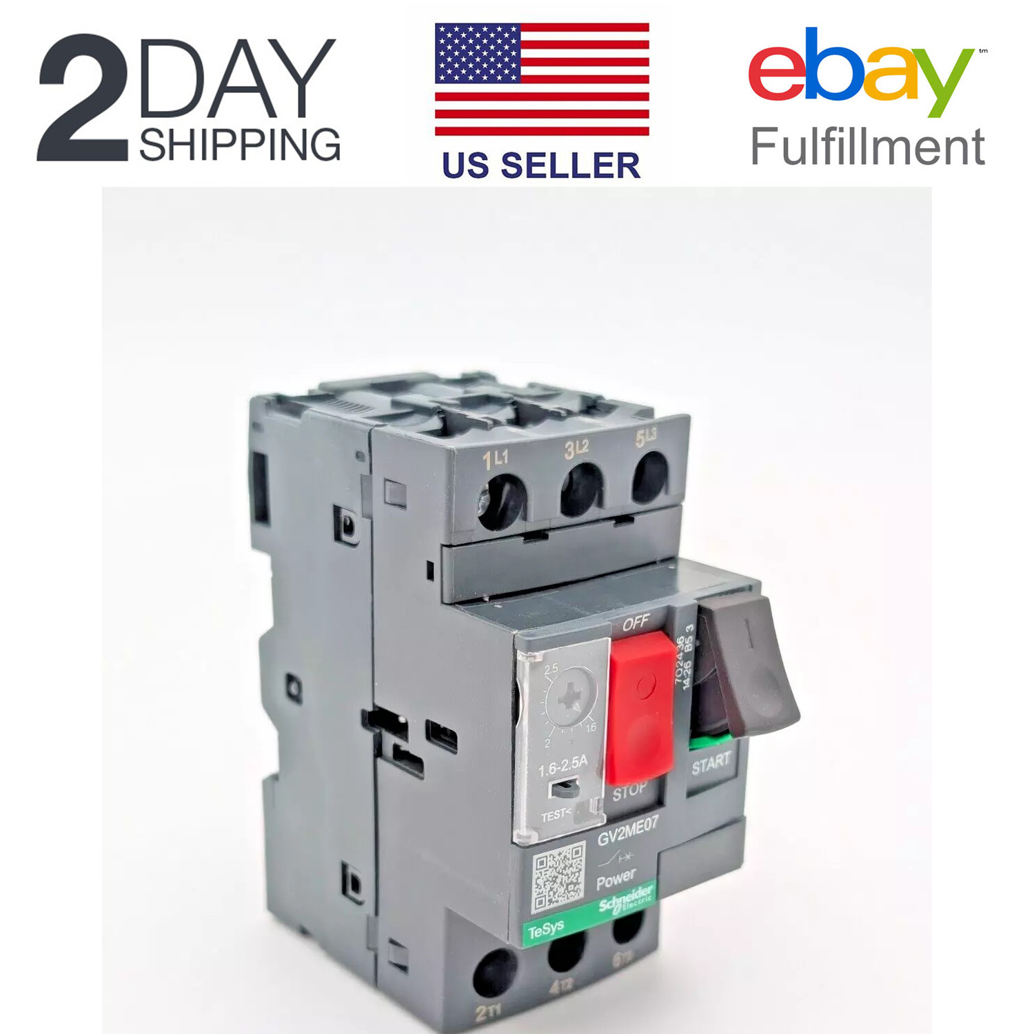 Schneider Electric GV2ME07 Manual Motor Circuit Breaker 3P 1.6 to 2.5A USA STOCK