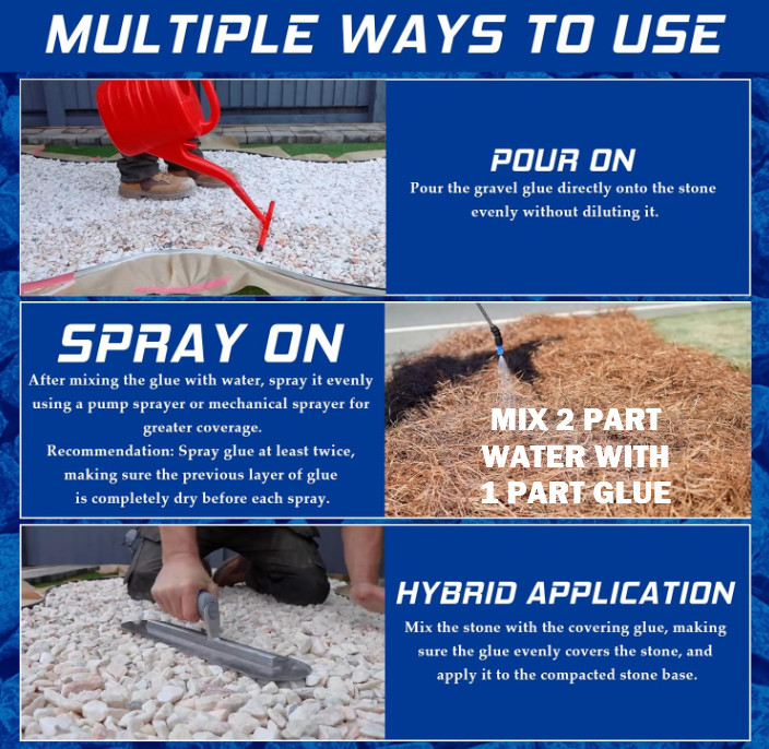 NEW! 128oz Mulch & Gravel Glue for Decorative Landscaping, Rock Stones Wood Bark